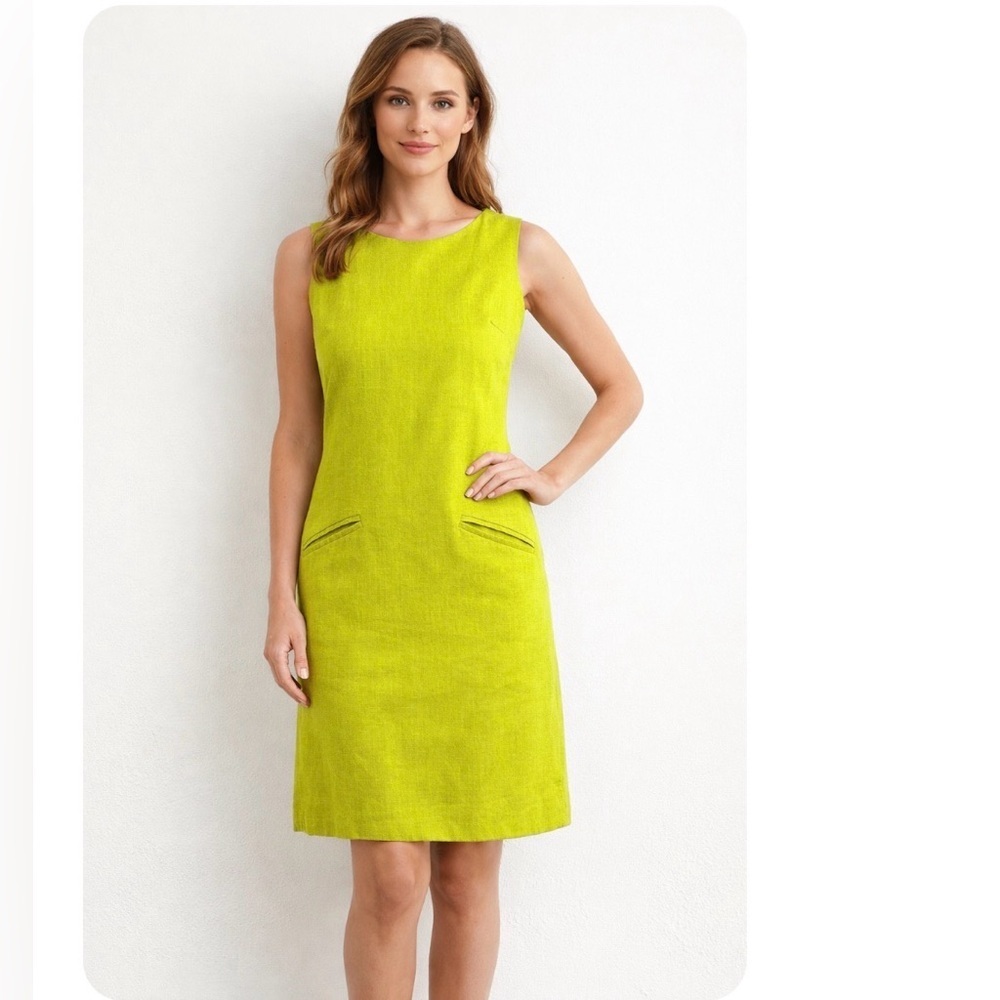 Vintage 1960s Lime Green Mod Shift Mini Dress ILGWU Union Made USA Size S